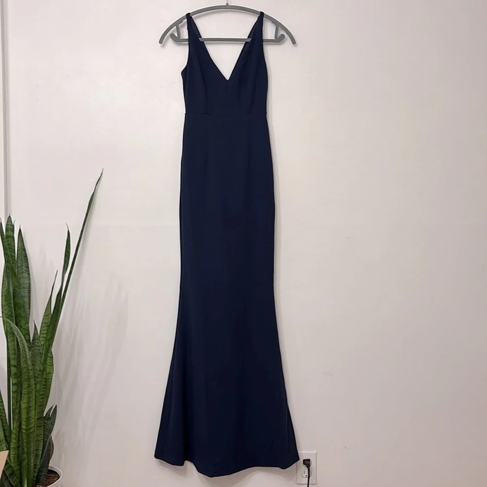 NWOT Lulus Melora Navy Blue V neck A line Sleeveless Formal Maxi Dress
